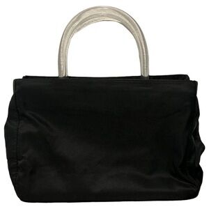 PRADA Vintage Lucite Handle Black Nylon Bag Handbag Translucent Clear Handle VTG